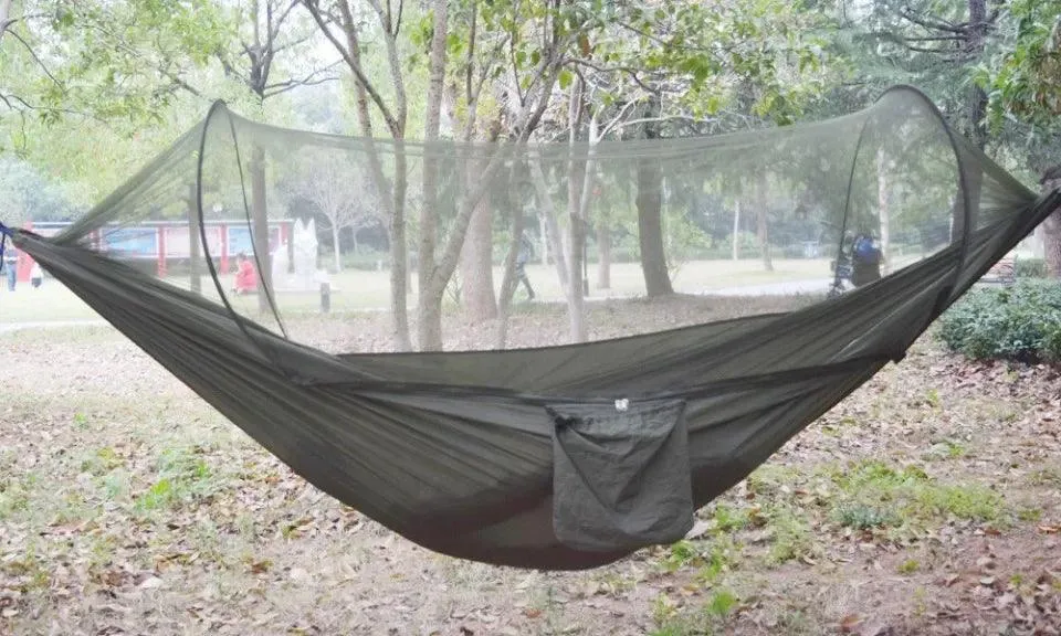 🏕️ Outdoor Camping Hammock with Mosquito Net | Lightweight Parachute Fabric Hanging Hammock Bed, 250x120cm 🌳