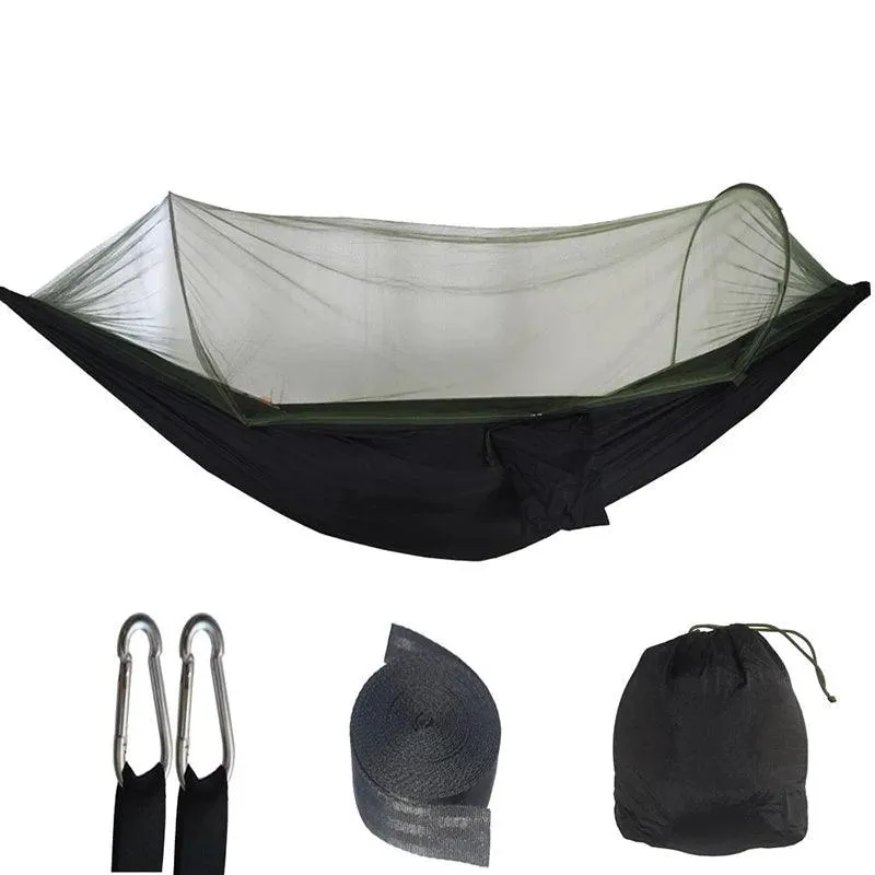 🏕️ Outdoor Camping Hammock with Mosquito Net | Lightweight Parachute Fabric Hanging Hammock Bed, 250x120cm 🌳