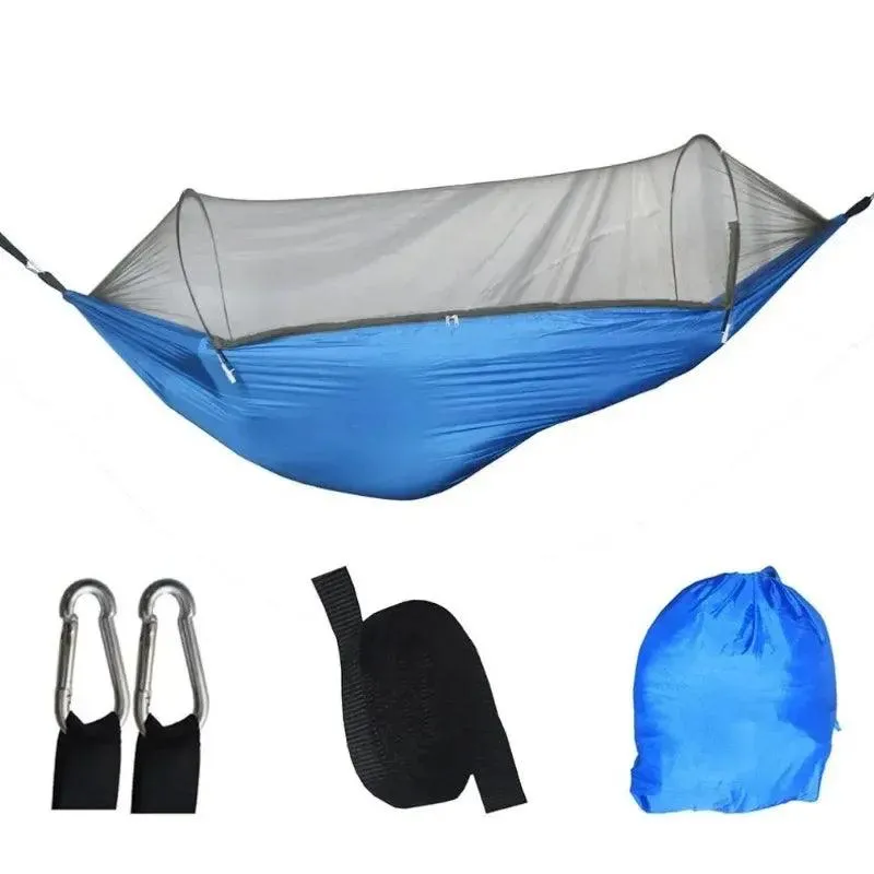 🏕️ Outdoor Camping Hammock with Mosquito Net | Lightweight Parachute Fabric Hanging Hammock Bed, 250x120cm 🌳