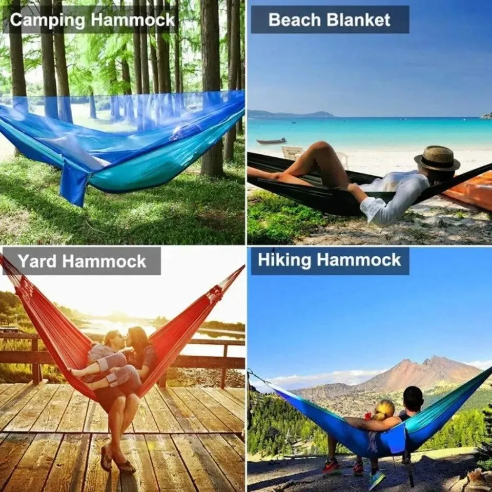 🏕️ Outdoor Camping Hammock with Mosquito Net | Lightweight Parachute Fabric Hanging Hammock Bed, 250x120cm 🌳