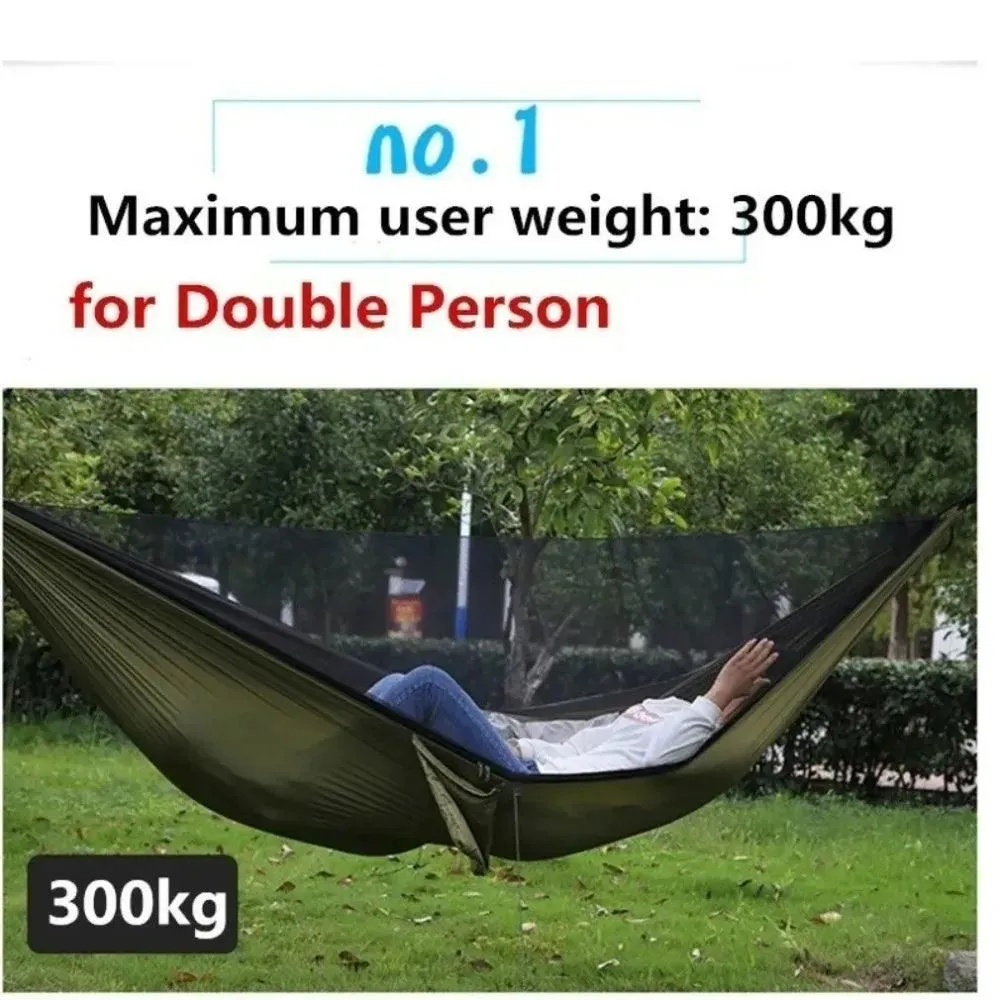 🏕️ Outdoor Camping Hammock with Mosquito Net | Lightweight Parachute Fabric Hanging Hammock Bed, 250x120cm 🌳