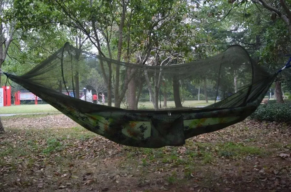 🏕️ Outdoor Camping Hammock with Mosquito Net | Lightweight Parachute Fabric Hanging Hammock Bed, 250x120cm 🌳