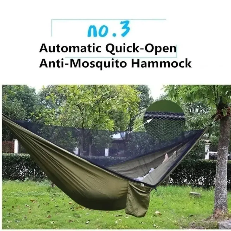 🏕️ Outdoor Camping Hammock with Mosquito Net | Lightweight Parachute Fabric Hanging Hammock Bed, 250x120cm 🌳