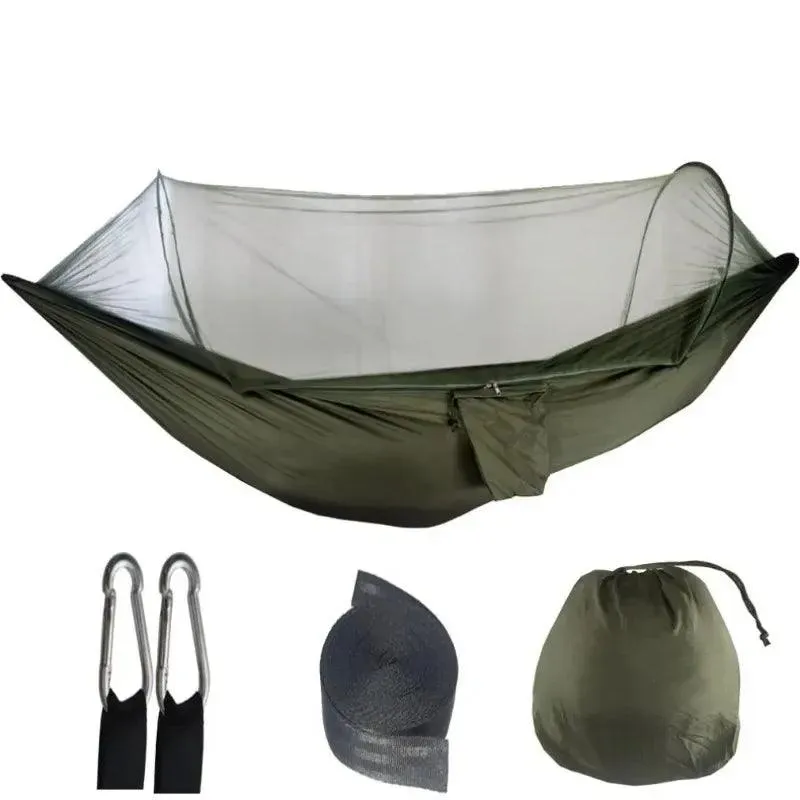 🏕️ Outdoor Camping Hammock with Mosquito Net | Lightweight Parachute Fabric Hanging Hammock Bed, 250x120cm 🌳