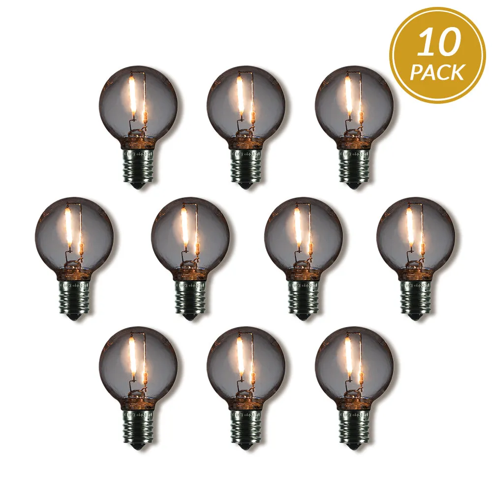 10-Pack LED Filament G40 Globe Shatterproof Light Bulb, Dimmable, 1W,  E17 Intermediate Base