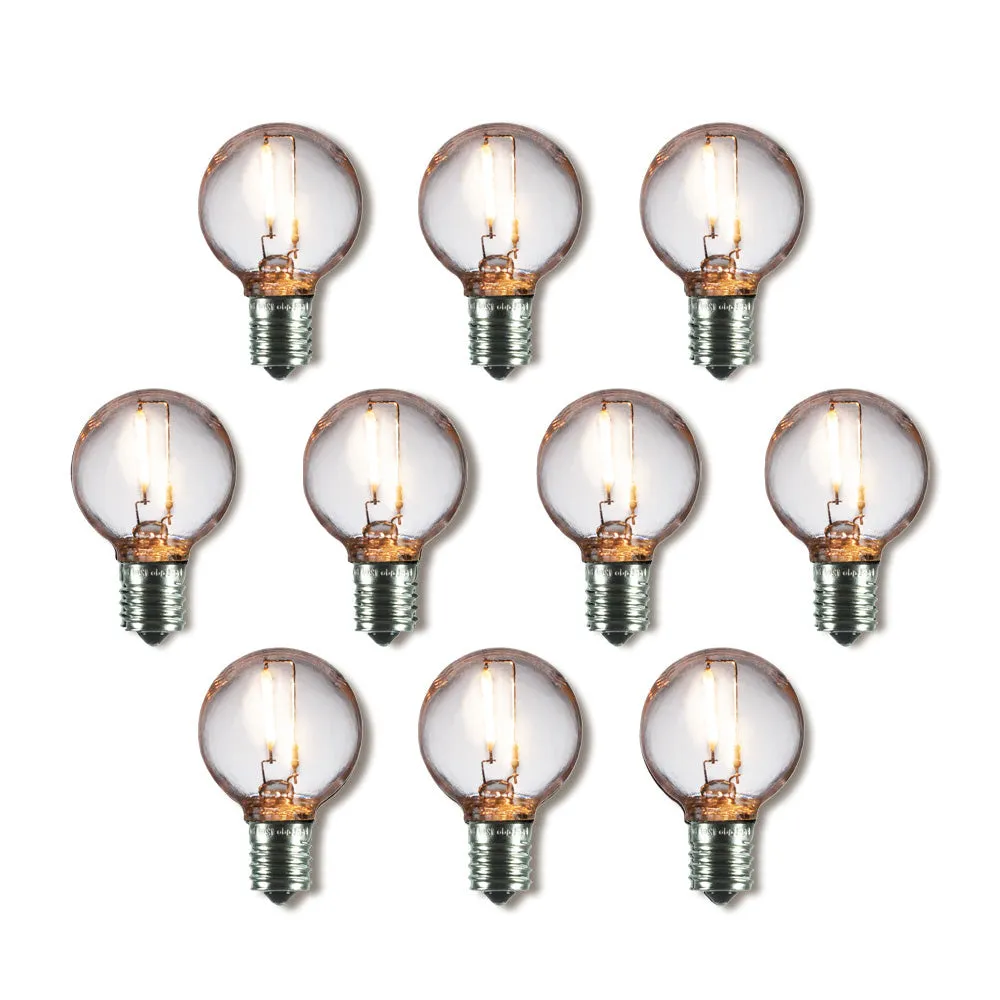 10-Pack LED Filament G40 Globe Shatterproof Light Bulb, Dimmable, 1W,  E17 Intermediate Base