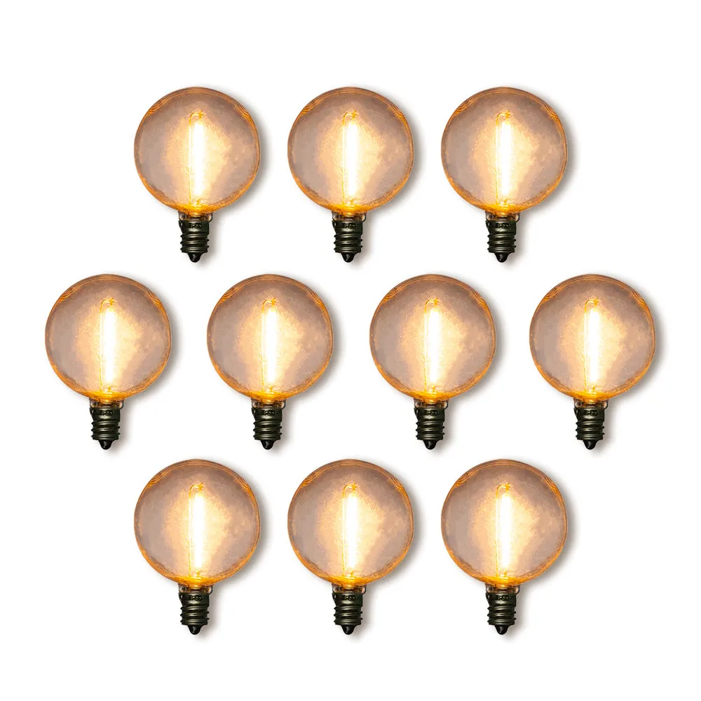 10-Pack LED Filament G50 Globe Shatterproof Light Bulb, Dimmable, 1W,  E12 Candelabra Base