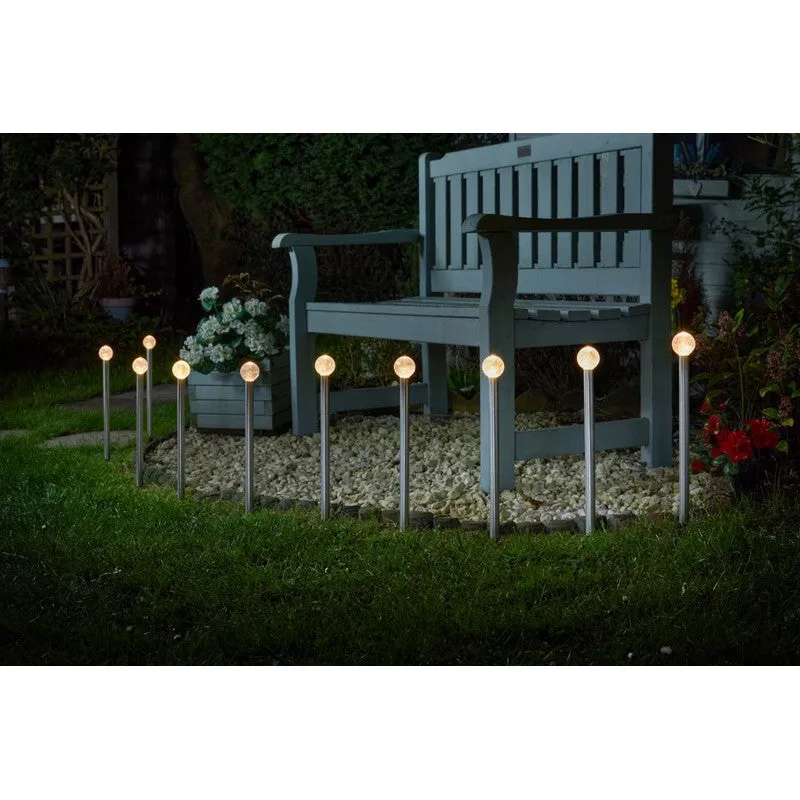 10 Pack Solar Garden Stake Light 10 Warm White LED - 44cm GlowBall by Smart Solar