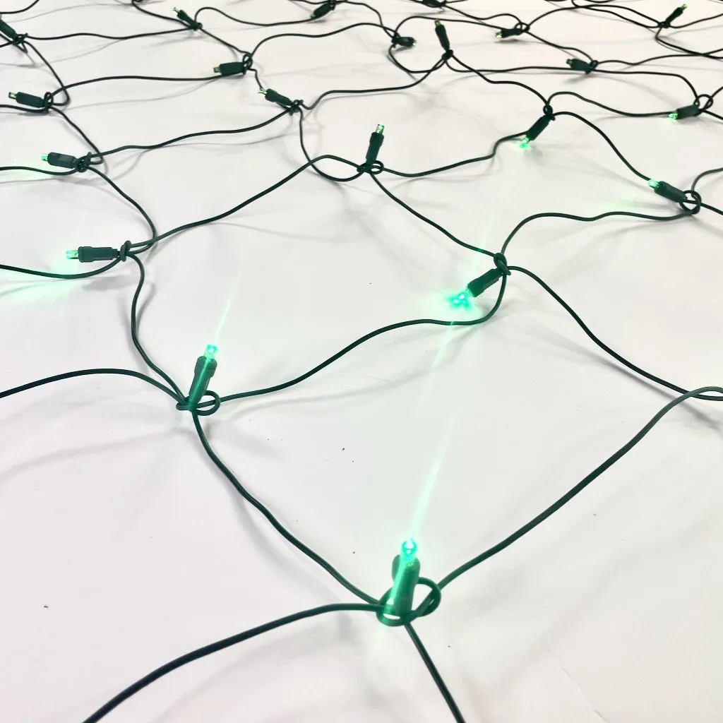 100-light M5 Green LED Net Lights, Green Wire