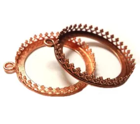 10x12mm Copper Plated Fancy Bezel Round w/ loop