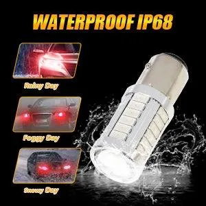 1157 BAY15D LED Brake/Tail Light Bulbs 20W 4000LM Red 33LED Series | 2 Bulbs