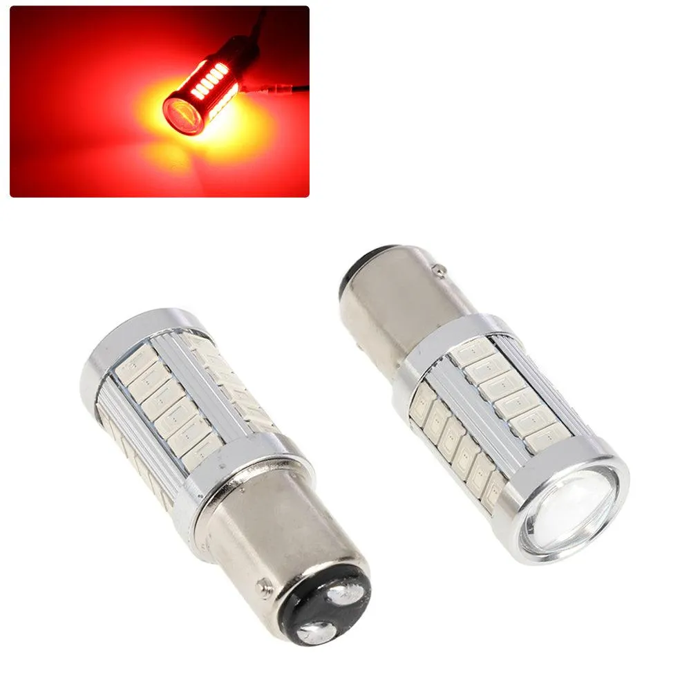 1157 BAY15D LED Brake/Tail Light Bulbs 20W 4000LM Red 33LED Series | 2 Bulbs