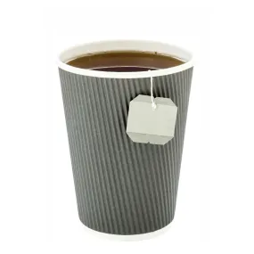 12 oz Gray Paper Coffee Cup - Ripple Wall - 3 1/2" x 3 1/2" x 4 1/4" - 500 count box