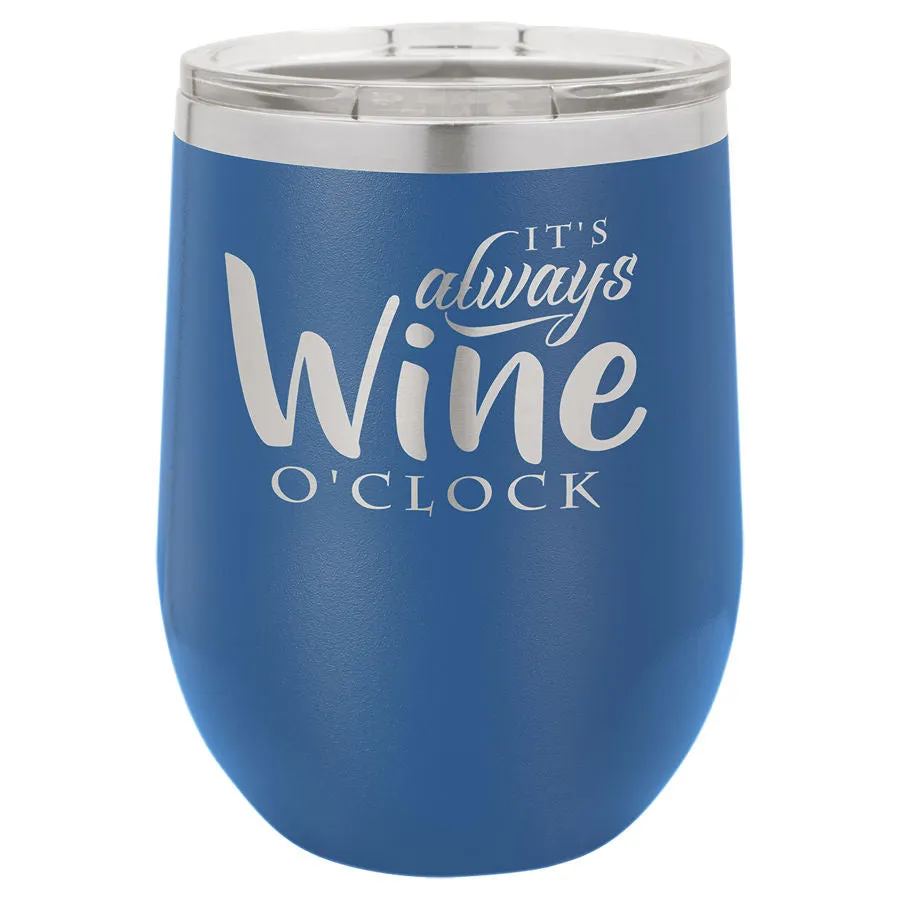 12 oz. Laser Engraved Wine Tumbler with Lid