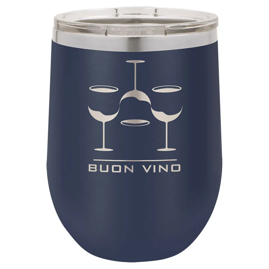 12 oz. Laser Engraved Wine Tumbler with Lid