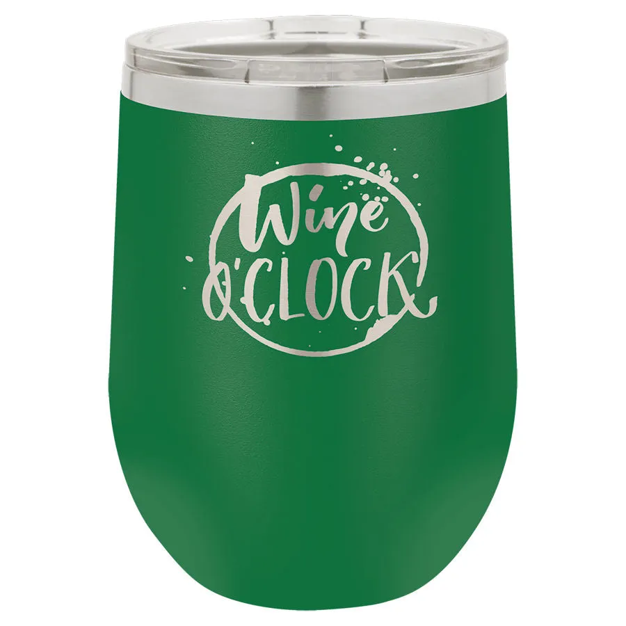 12 oz. Laser Engraved Wine Tumbler with Lid