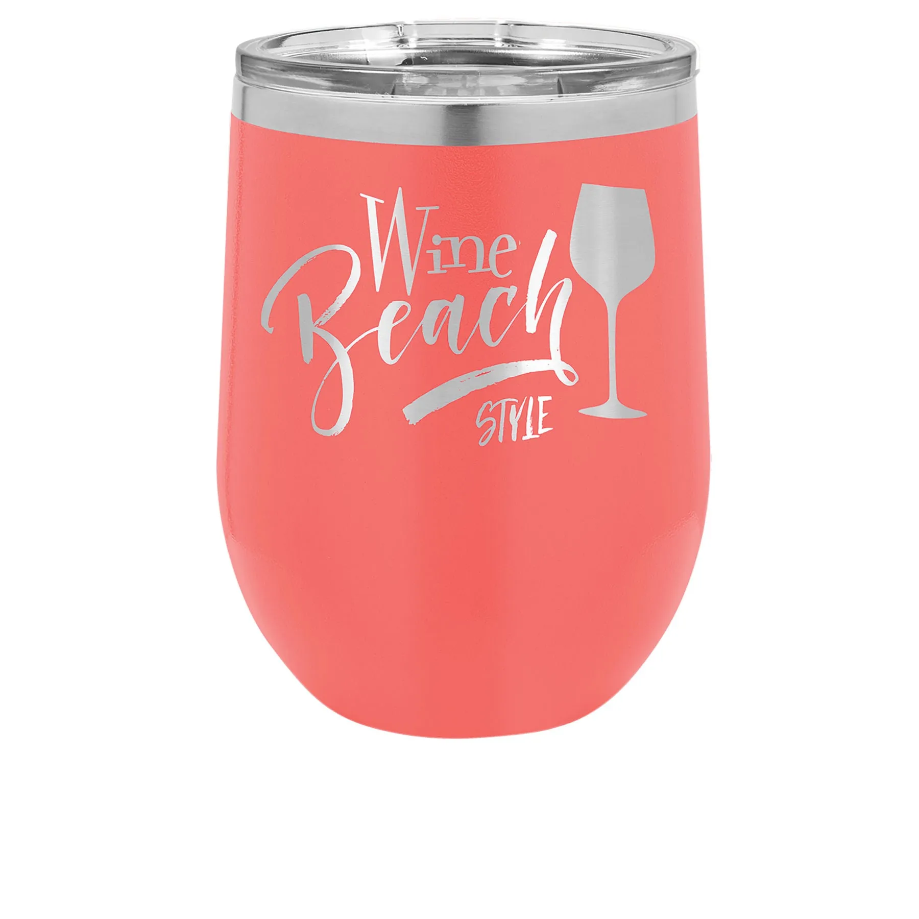 12 oz. Laser Engraved Wine Tumbler with Lid