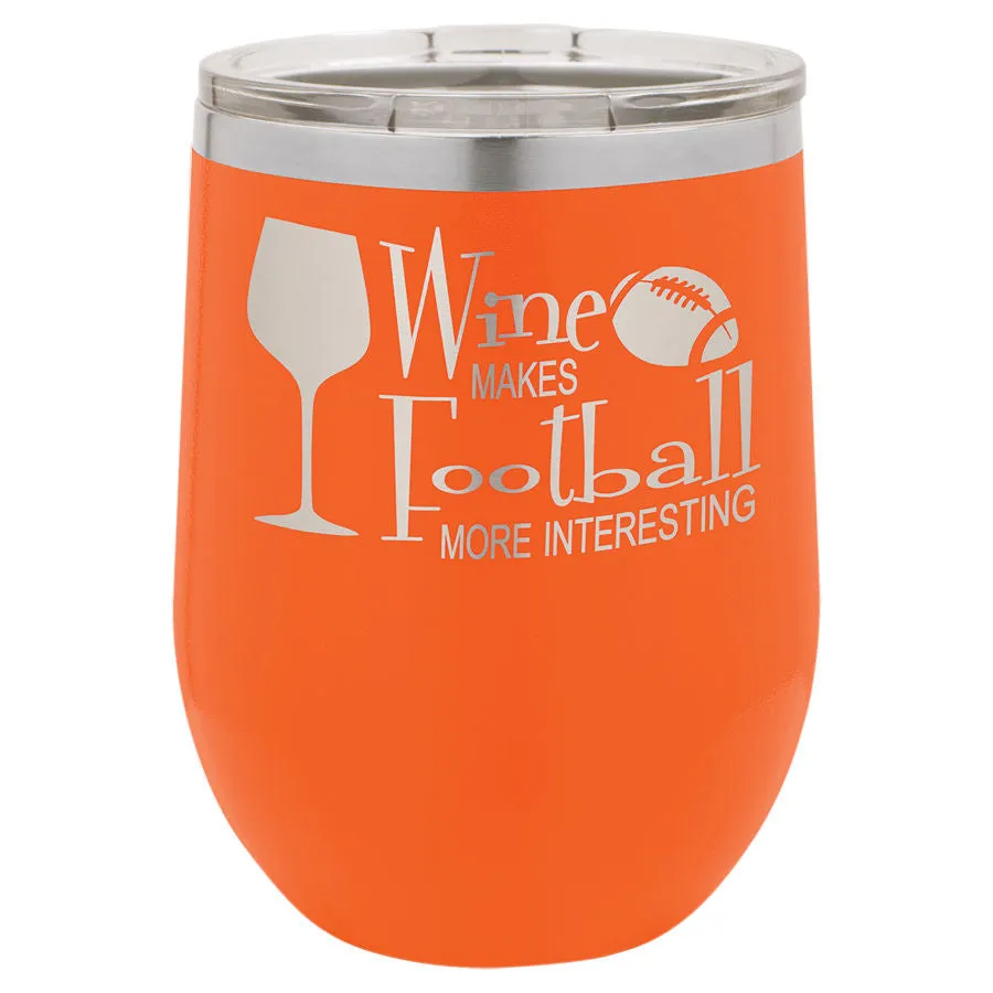 12 oz. Laser Engraved Wine Tumbler with Lid