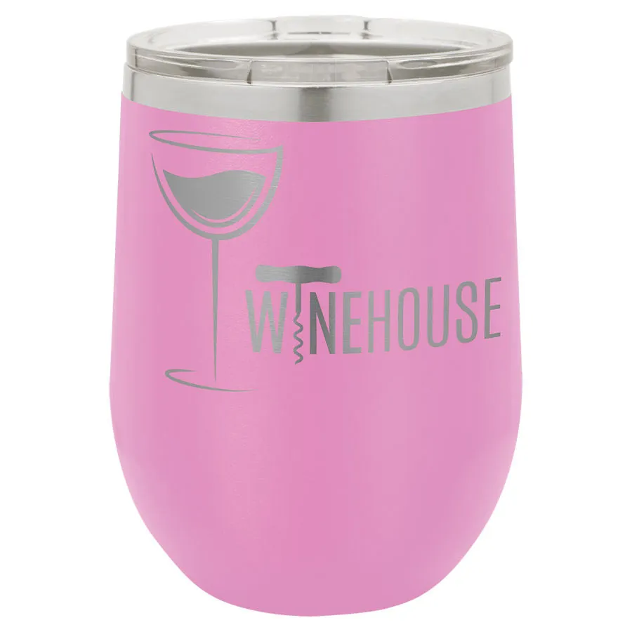 12 oz. Laser Engraved Wine Tumbler with Lid