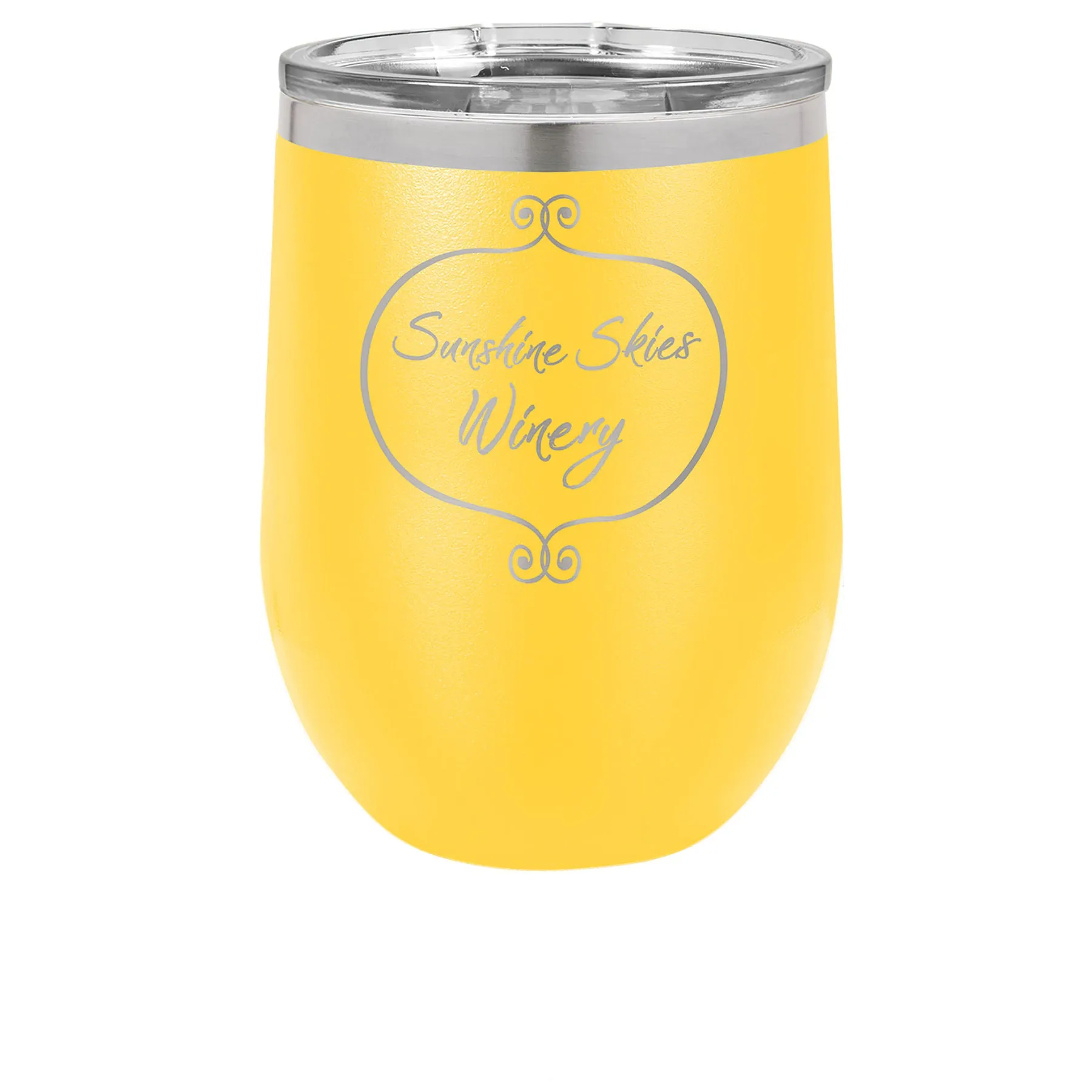 12 oz. Laser Engraved Wine Tumbler with Lid