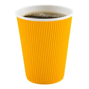 12 oz Yellow Paper Coffee Cup - Ripple Wall - 3 1/2" x 3 1/2" x 4 1/4" - 500 count box