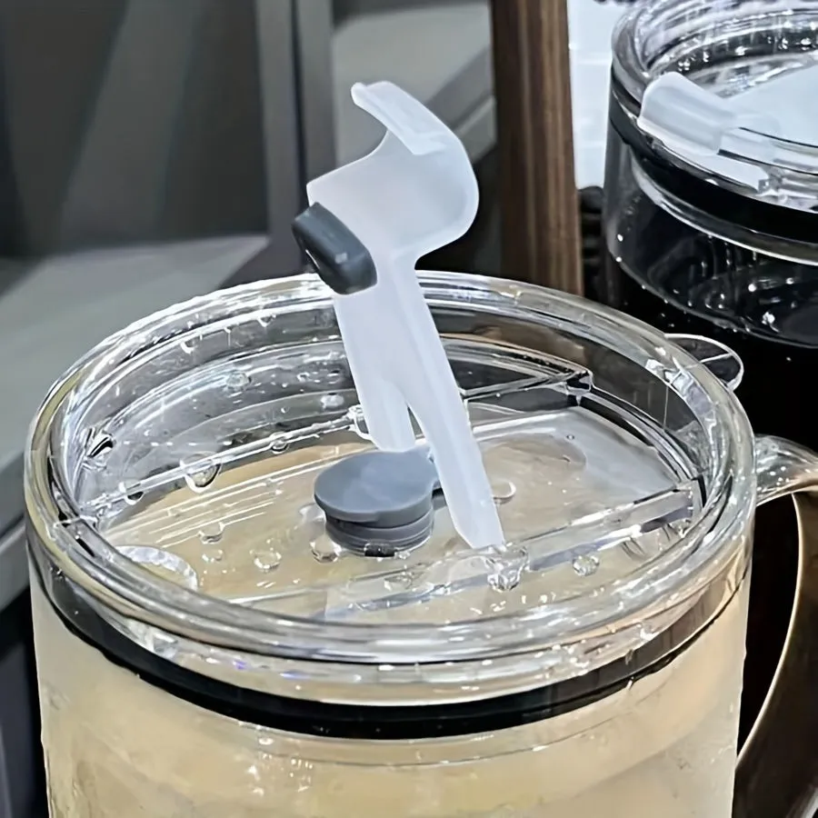 1L Heavy Duty Glass Water Cup with Straw and Lid