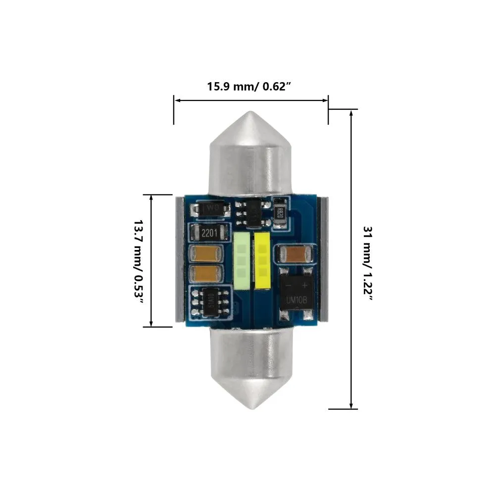 🆕(2pcs/set) Dual Color Switchback 31MM DE3175 DE3021 DE3022 1.22" 1860CSP 6500K Cool White& Ice Blue LED Festoon Canbus For Interior Dome Map License Plate Bulbs