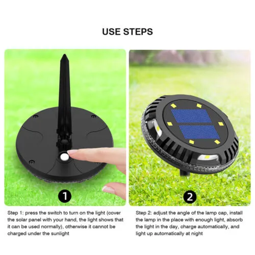 2X Solar Lawn Lamp Outdoor Ground Lights Flat Garden Deck Path