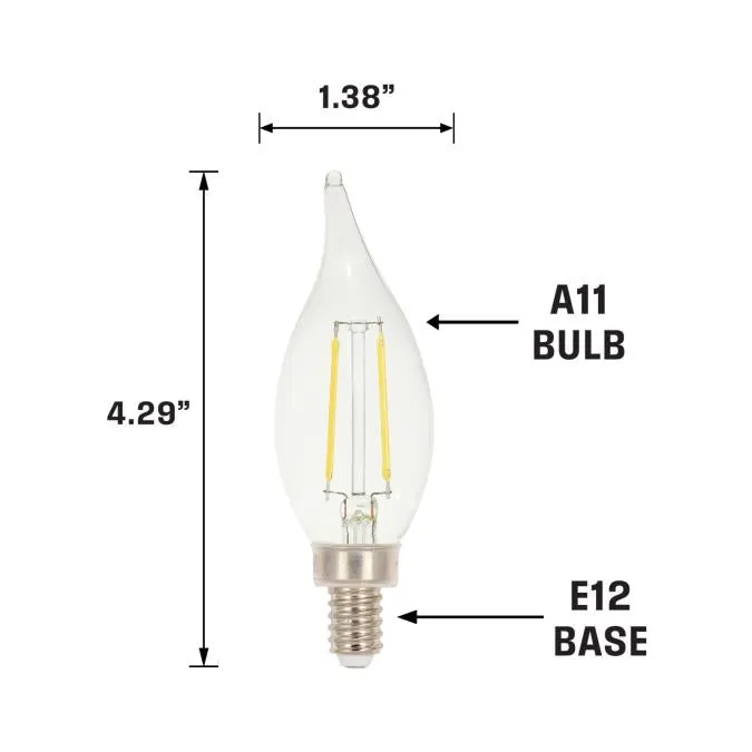 3.3 Watt (40 Watt Equivalent) CA11 Dimmable Filament LED Light Bulb