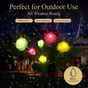 3LED Solar Rose Flower Light Waterproof Garden Landscape Lamp Outdoor Lawn Lamp Home Decorative Flower Night Lights