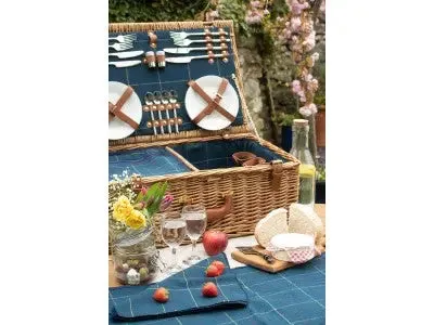 4 PERSON BLUE TWEED HAMPER