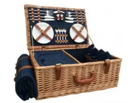 4 PERSON BLUE TWEED HAMPER