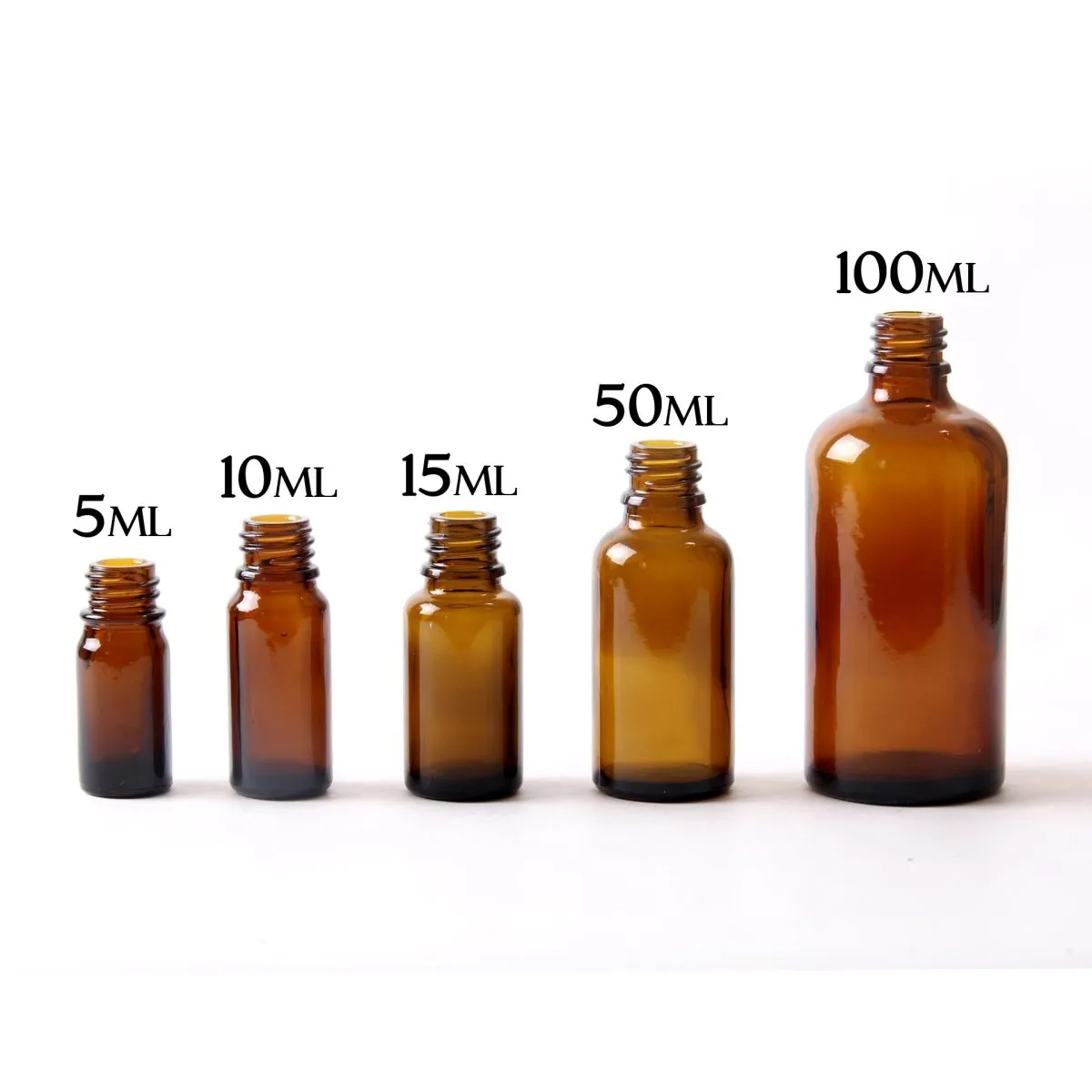 5ml Amber Glass Boston Round Bottle (With White Tamper Evident Cap)