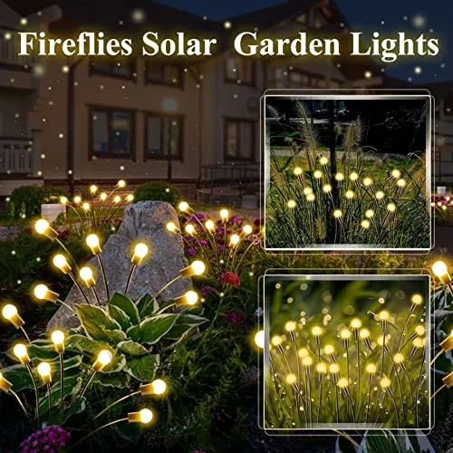 6-Pack Solar Garden Lights for Outdoor Christmas Decorations, Swaying Solar Christmas Lights (Sway by Wind), Waterproof 48 LED Firefly Solar Lights for Outside Yard Pathway Holiday Party (Warm White)