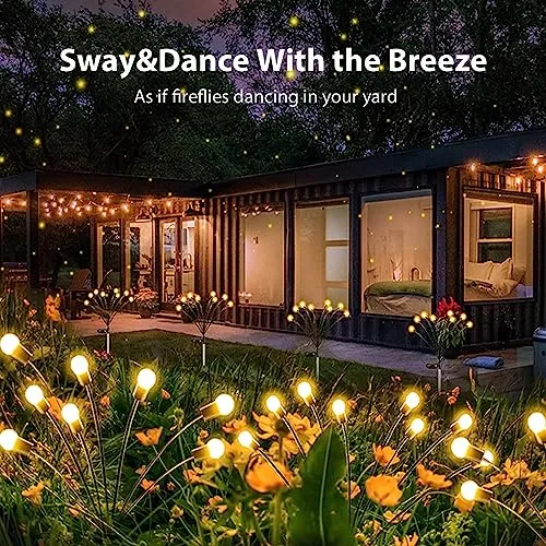 6-Pack Solar Garden Lights for Outdoor Christmas Decorations, Swaying Solar Christmas Lights (Sway by Wind), Waterproof 48 LED Firefly Solar Lights for Outside Yard Pathway Holiday Party (Warm White)