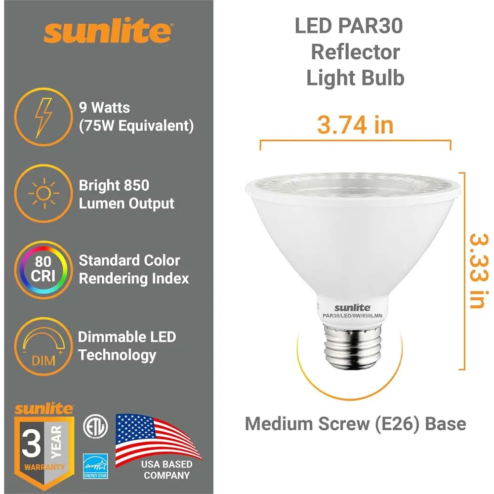 6Pk - Sunlite LED Par30 Short Neck Dimmable 4000k Cool White Bulb