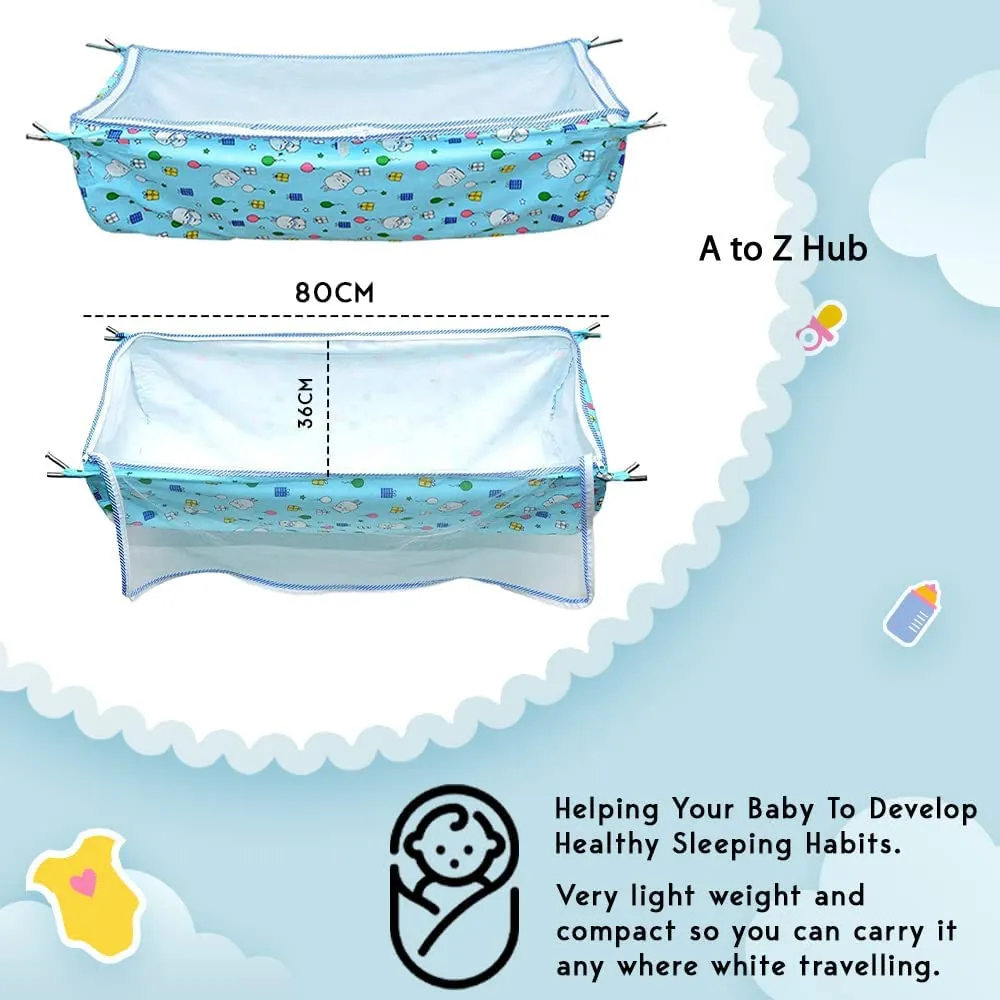 A to Z Hub Stainless Steel Portable and Foldable Baby Cradle/ghodiyu/Baby Swing/Parna/Baby jhula/thottilu with Mosquito net Hammock. (Round Pipe Black)