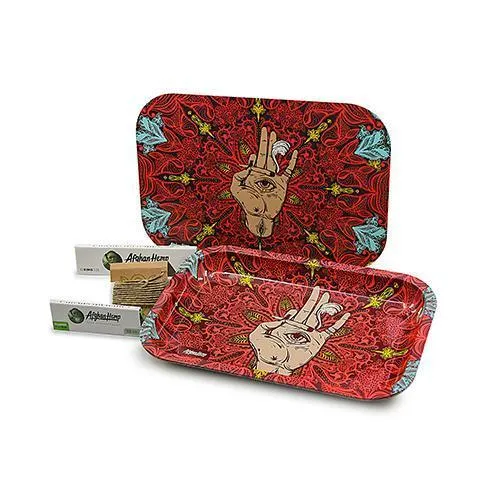 Afghan Hemp Rolling Tray Kit with Magnetic Lid