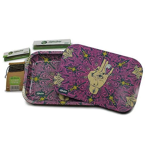 Afghan Hemp Rolling Tray Kit with Magnetic Lid