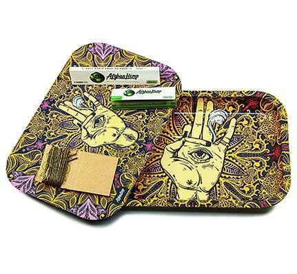 Afghan Hemp Rolling Tray Kit with Magnetic Lid