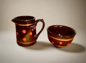 ALB Canal Ware Pottery Mini Creamer and Sugar Bowl