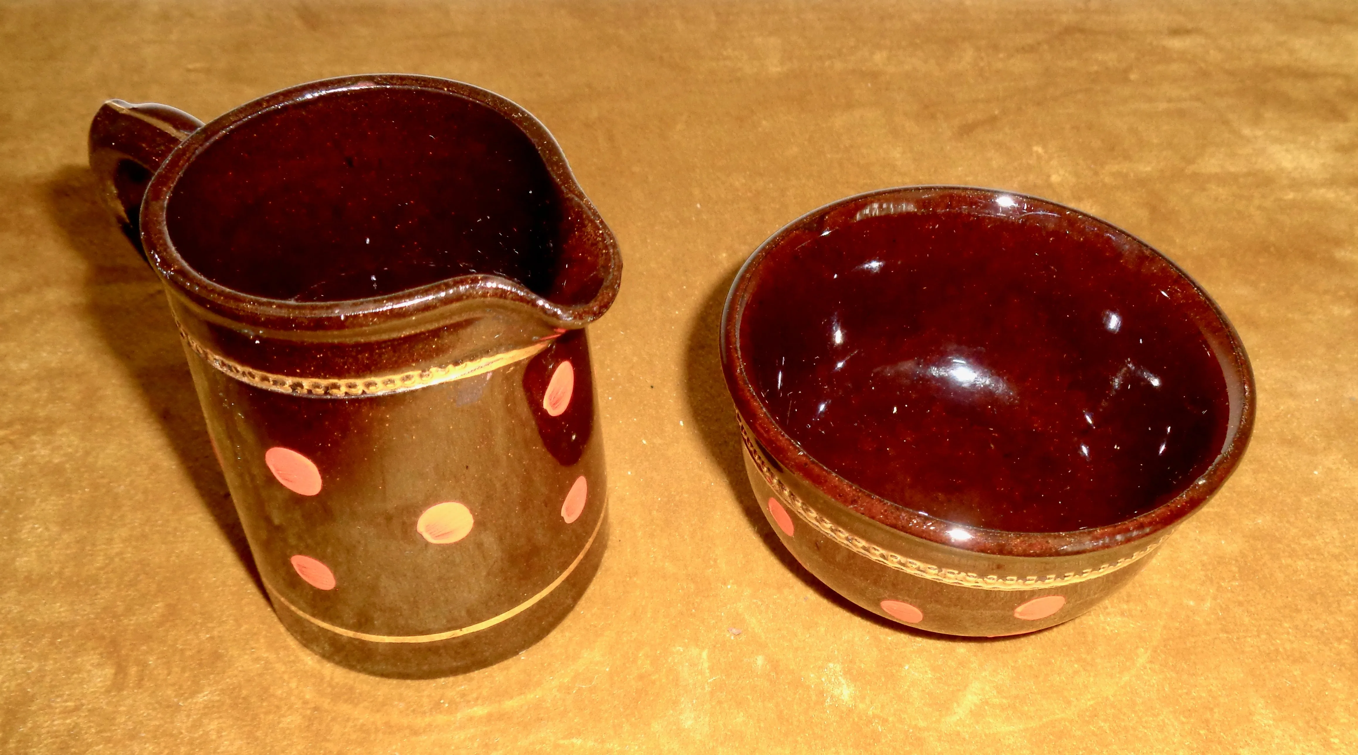 ALB Canal Ware Pottery Mini Creamer and Sugar Bowl