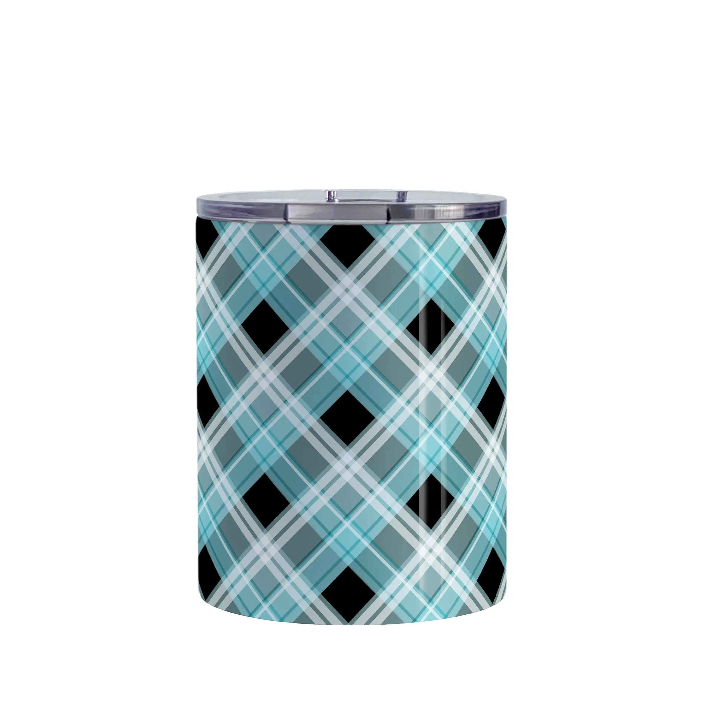 Alternative Black and Turquoise Plaid Tumbler Cup