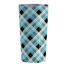 Alternative Black and Turquoise Plaid Tumbler Cup