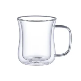 Aramoro Borosilicate Glass Double Wall Cup With Handle 350Ml 2Pcs/Set