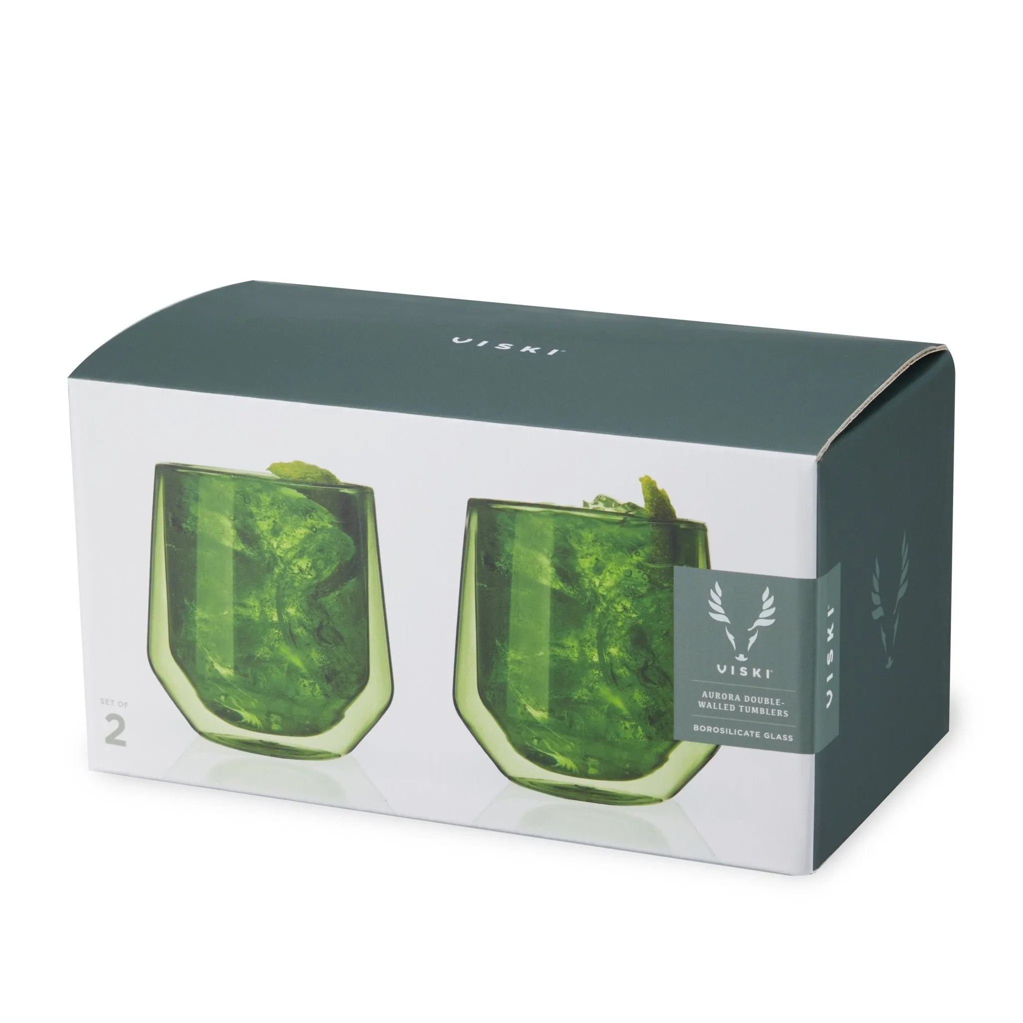 Aurora Double-Walled Tumblers in Green, Set of 2