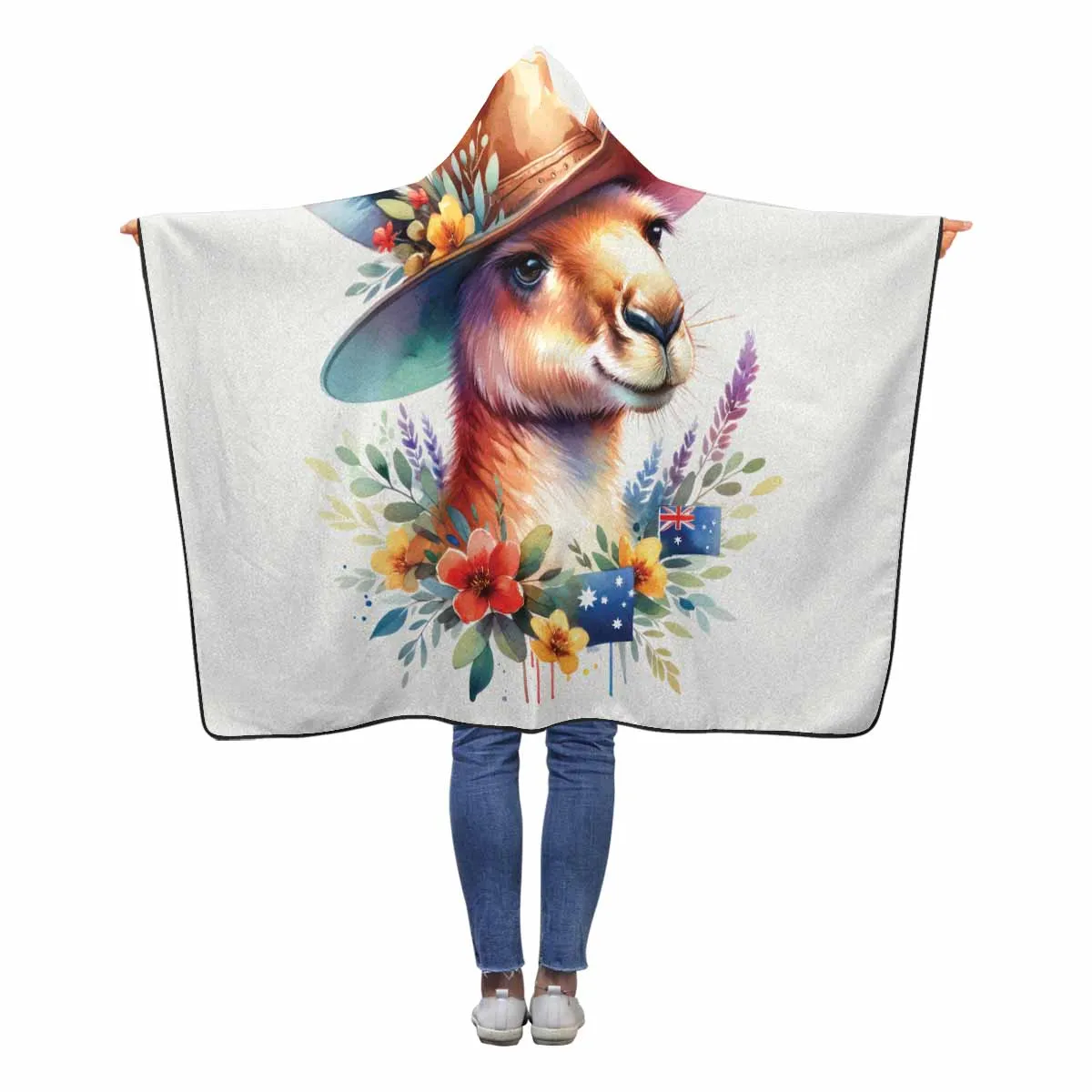 Australian Animal Kangaroo Awd1315  Hooded Blanket 60"x50"