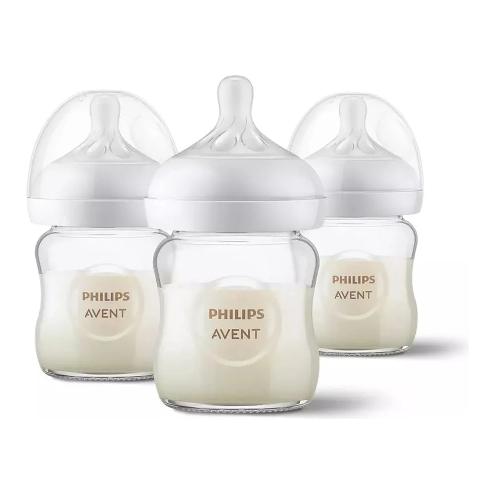 Avent 3-Pack Natural Response Glass Baby Bottle (4 oz)