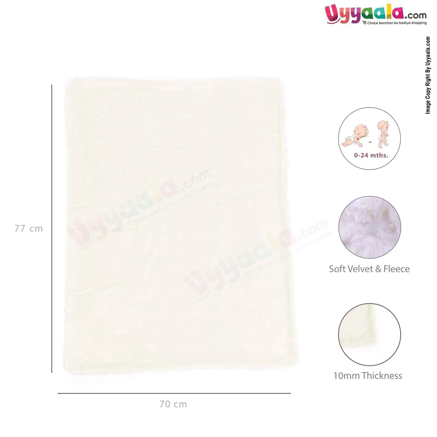 Baby Fur Rose Blanket 0-24m Age, Cream