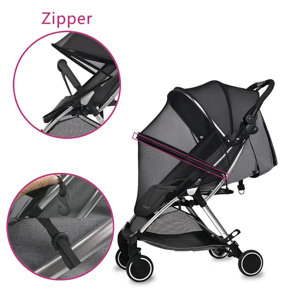 Baby Stroller Mosquito Net Full Cover Universal Summer Mesh Zipper